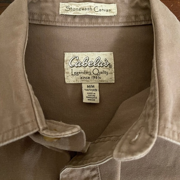 Cabela's Roughneck Stonewash Rugged Button Front Short Sleeve Shirt Brown Mens M - Picture 5 of 11